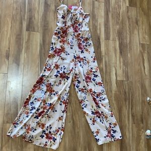 Romper, floral, slits on the pant legs